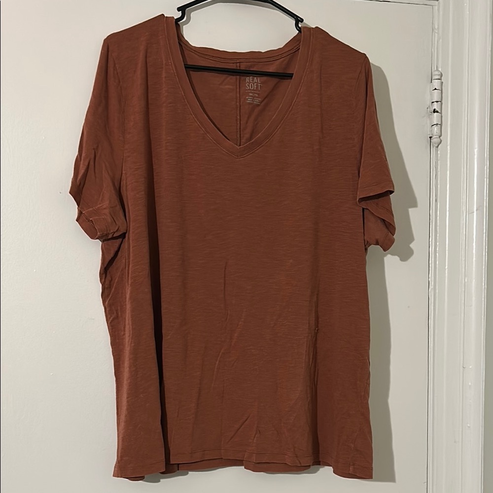Women's Rust V-Neck Top